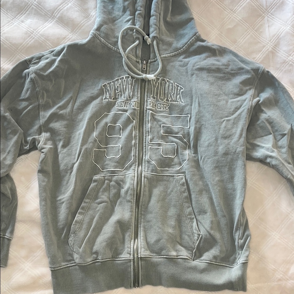 Sage green New York Zip-Up Hoodie